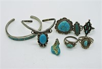 Sterling Turquoise Bangle & Ring Set
