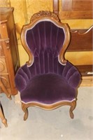 Walnut Victorian Rose Carved Back Chair