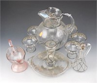 Lot # 3890 - Silver overlay lot: handled pitcher,