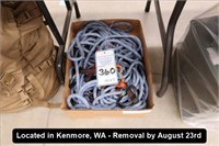 LOT, CLIMBING ROPE W/ASSORTED CARABINERS (UNKNOWN