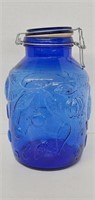 Vintage BLUE COBALT Gallon Jar With Latch Locking