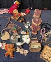 Group of cowboy and cowgirl Christmas ornaments