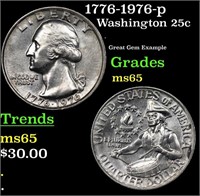 1776-1976-p Washington Quarter 25c Grades GEM Unc