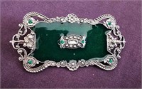 Beautiful Silver and Emerald Brooch