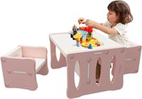 BanaSuper Kid's Table & 2 Chairs Set (Pink)