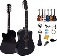 38 inch Acoustic Guitar for Beginners (Black)