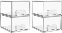 4 Pack Clear Stackable Storage Drawers