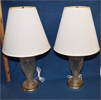 PAIR - VINTAGE GLASS LAMPS