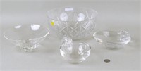 Three Steuben, One Cut Glass Bowl