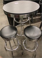 Furniture Retro Bar/Pub Chrome Table & Two Chairs