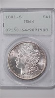 1881-S Morgan Silver Dollar PCGS MS64