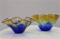 Daniel Vargas Ruffle Top Handblown Glass Bowls