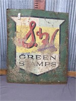 S & H GREEN STAMPS TIN SIGN, DOUBLE SIDED
