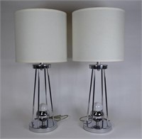 PAIR CHROME TABLE LAMPS