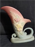 Hull Pottery cornucopia vase. 8.75"W x 8.5"H. JA