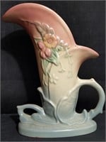 Hull Pottery cornucopia vase. 7"W x 9"H. JA