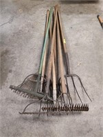 Various Rakes and Pitch Forks