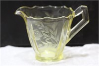 A Yellow Etched Glass Creamer
