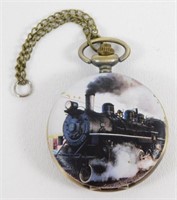 Hunter Case Train Pocket Watch - Needs Battery