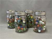 (4) Canning Jars of Contemporary Marbles