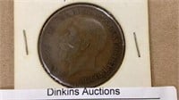 1927 British one penny coin