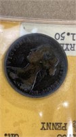 1868 British half penny coin