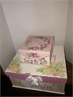 2 decorative boxes w/bra extender, jewelry cleaner
