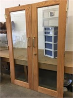 Pair Solid Oak French Doors w/Hardware 30" x 7ft