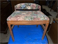 Vintage Wooden Vanity Seat, Low Back