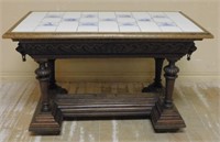 Henri II Style Blue and White Tiled Coffee Table.