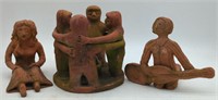 (O) Aztec Mayan Folk Art Clay Pottery Circle of