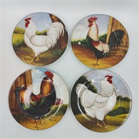 4 David Carter Brown Painted Rooster Plates