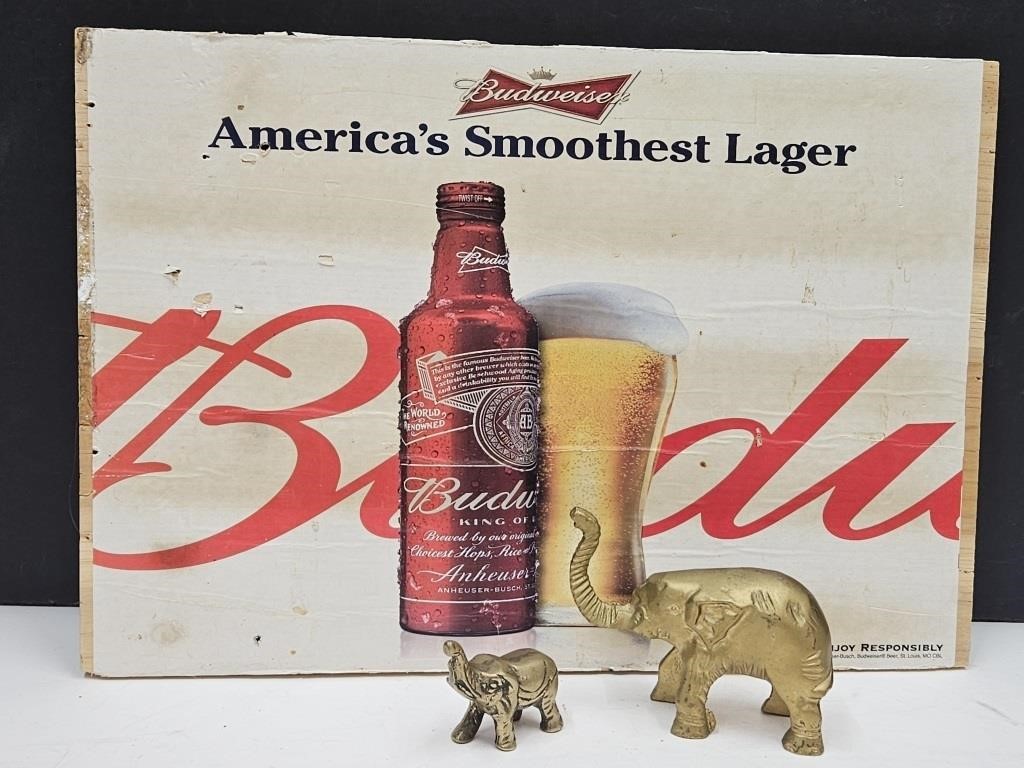 2 Brass Elephants 1.5" & 3.5" Bud Sign
