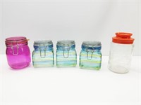 Glass Storage Jars, Tallest is 7"