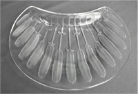 Lalique Frosted Crescent Shaped Crystal Plate