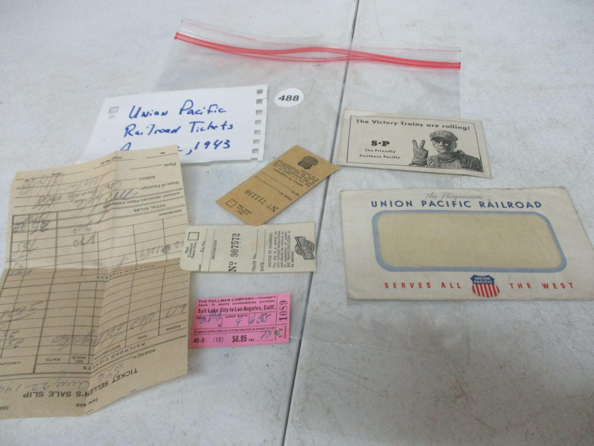 Union Pacific Railroad Tickets 8/22/1943