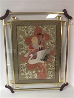Framed Oriental Silk Art 28" x 36"