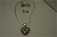Cosemtic Heart Necklace and 2 Earring Sets