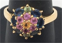 14k Gold And Multi Colored Stone Ring