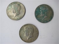 Lot of 3 40% Silver Kennedy Half Dollars