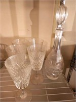 DECANTER AND STEMMED GOBLETS