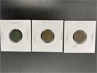 Antique Indian Head Penny Coins 1903, 1891, 1907
