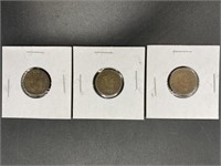 Antique Indian Head Penny Coins 1907, 1891, 1887