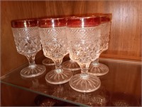 6 kings crown ruby flashed glasses 5.25"