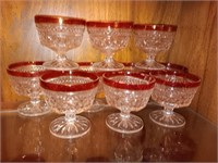 10 kings crown ruby flashed sherbet glasses 3.5"