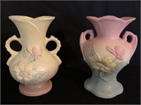 2 Hull Pottery Vases - 6.5" tall