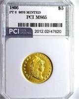 1806 Pointed 6 Gold $5 PCI MS65 LISTS FOR $200000