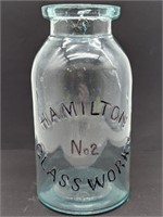 Hamilton Glass Works Jar No 2 As Is