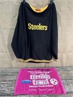 Reebok Steelers Fleece Sweat Shirt, And Towel
