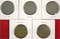 Five Hard Times Tokens, 1833, 1837,
